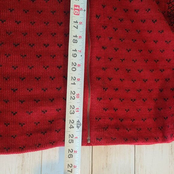 Vintage Ralph Lauren Red Fair Isle Wool Cardigan Sweater Cozy Cabin Heritage Med - Picture 7 of 8